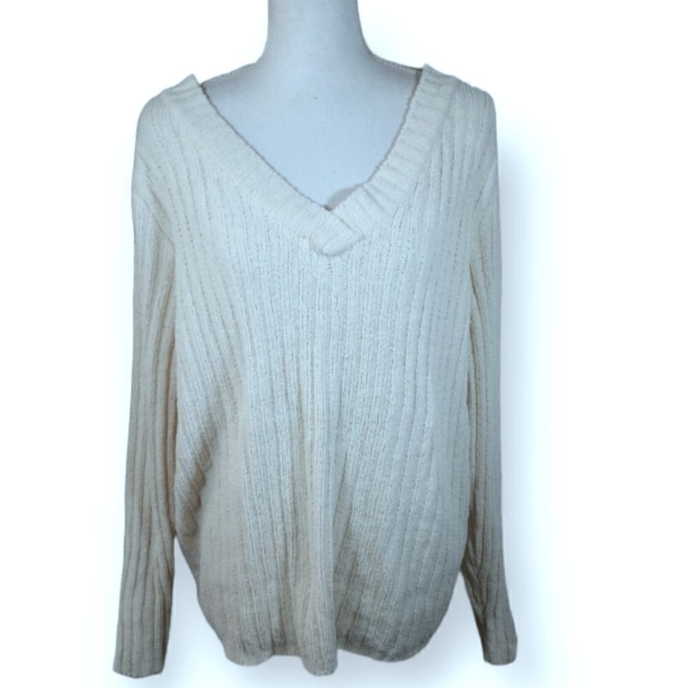 WHITE STAG CREAM V NECK SWEATER SZ.2X EUC